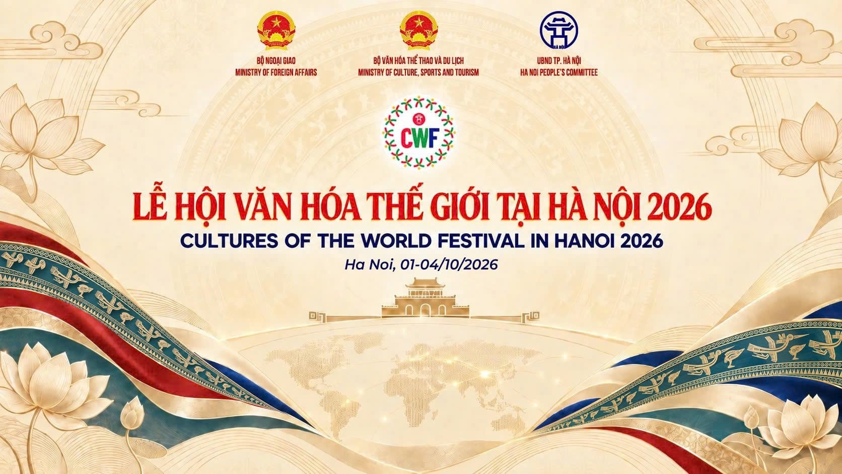 Cultures of the World Festival in Hanoi 2026 banner, 1–4 October 2026